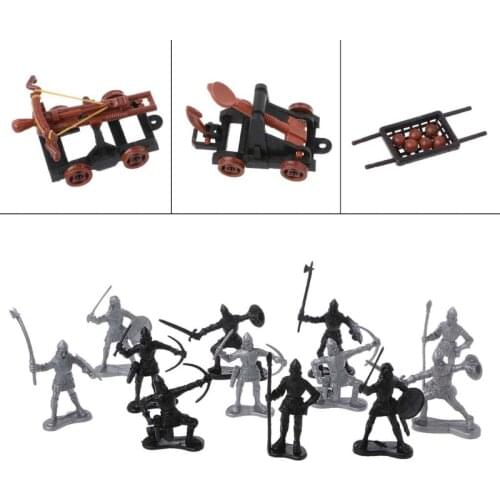 14Pcs/set Medieval Knights Toy Catapult Crossbow Soldier Figures Playset Chariot