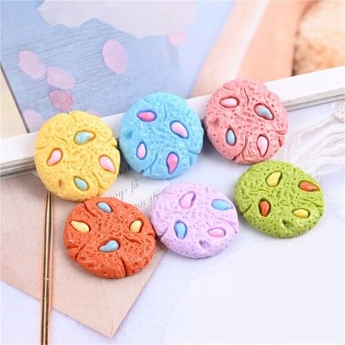 Julie Wang 10PCS Mixed Resin Cookie Charms Flatback Cabochon Artificial Biscuit Embellishment Miniature Ornament Scrapbook Decor