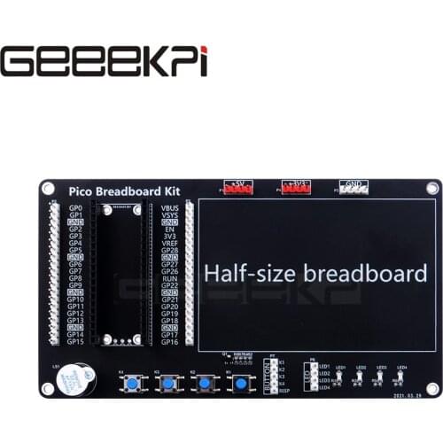 Raspberry Pi Pico Breakout Breadboard Kit Support LED Lights Buttons Buzzer Bread Board