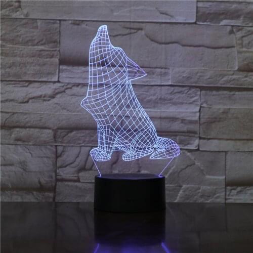 Dog Lamp 3D Night Light Kids Toy LED 3D Touch Table Lamp 7 Colors Flashing LED Light Christmas Decorations for Home 1916