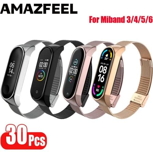 30Pcs Metal Strap For Xiaomi Mi band 5 Bracelet Wrist Strap Milanese Band For Xiaomi Miband 4 3 5 Wristband Miband 5 Accessories