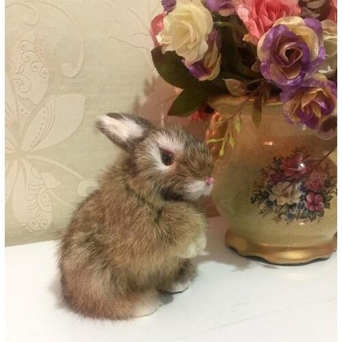 Cute simulation rabbit toy polyethylene&furs khaki rabbit model gift about 13.5x8x12cm 2901