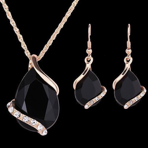 Fashion Womens Rhinestone Choker Chain Pendants Necklace Drop Earrings Wedding Jewelry Sets for Women Necklace/Earrings
