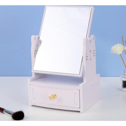 Desktop Makeup Storage Box With Makeup Mirror With Drawer Vanity Mirror Princess Mirror Beauty Mirror Creative Mirror