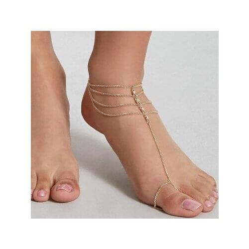 Gold Color Anklets For Women Chain Ankle Bracelet Sandals Brides Shoes Barefoot Beach Jewelry Gift Foot Accessories