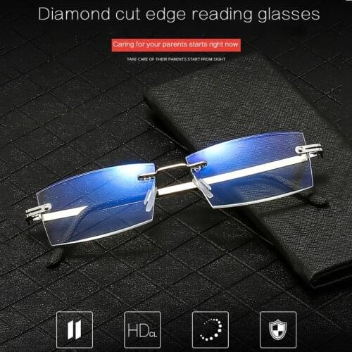Reading Glasses Men Anti Blue Light Presbyopia Goggles Women Vintage Rimless Eyewear Diopter +1.0 +1.5 +2.0 +2.5 +3.0 +3.5 +4.0