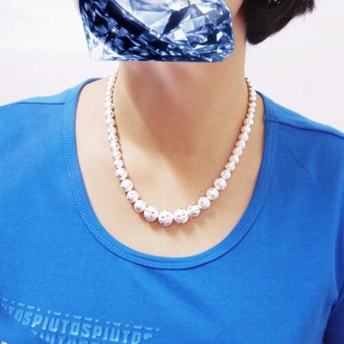 925 Sterling Silver Round Necklace For Women Shiny Frosted Bead Chain Necklace Lady Choker Simple Fashion Girl Gift Fine Jewelry