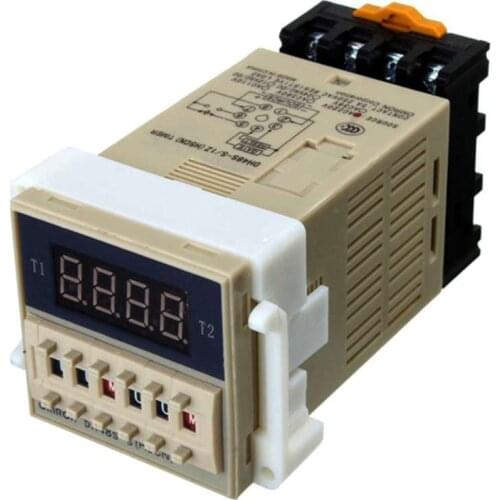 AC 220V 5A Programmable Double Time Timer Delay Relay Device Tool DH48S-S