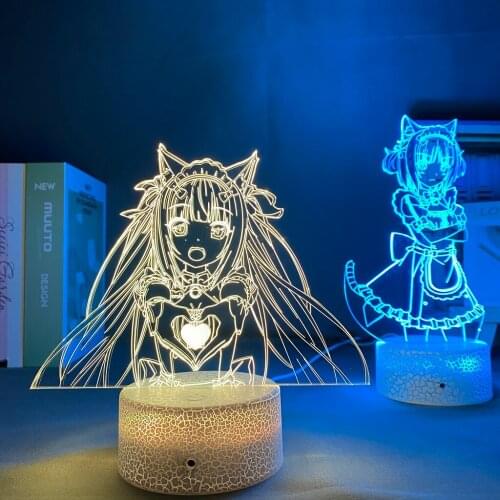 Anime Nekopara Led Night Light for Kawaii Bedroom Decor Gift Nightlight Manga Waifu Table 3d Lamp Nekopara