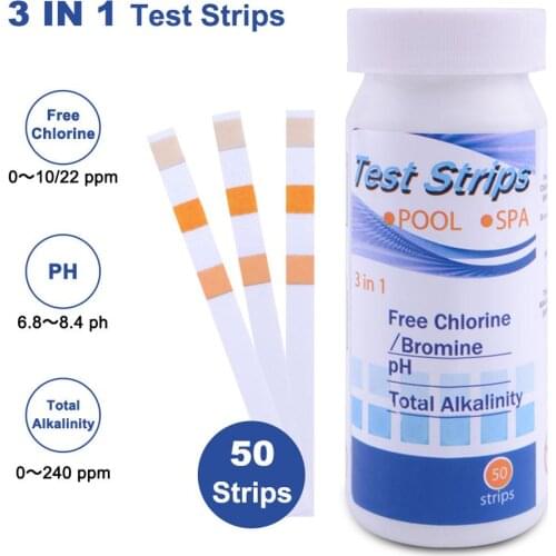 Yieryi 3 In 1 50 Pcs/Bottle PH Test Strips Swimming Pool Residual Chlorine/bromine, Total Alkali, PH Meter Litmus Tester Paper