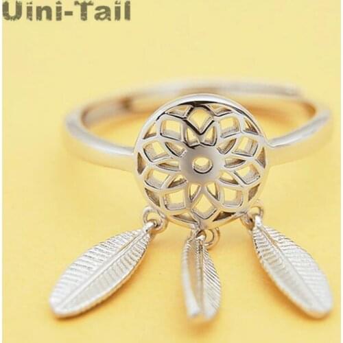 Uini-Tail hot new 925 sterling silver simple creative dream catcher open ring fashion trend personality tassel classic jewelry