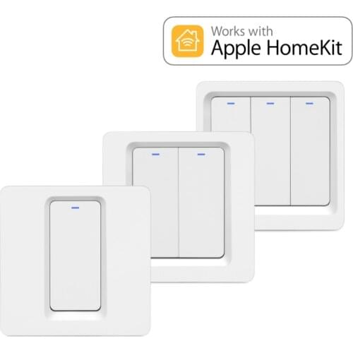 Homekit EU Neutral Needed WiFi Smart Switch Press Key 1/2/3 gang Siri Voice Control 110-250V