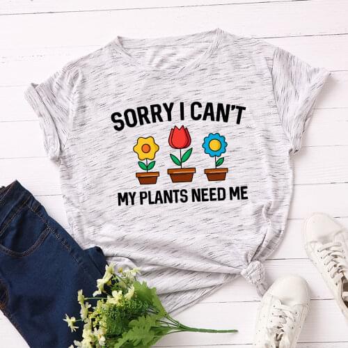 Women Short Sleeve Cotton T-Shirts Graphic Tees Summer Tee Tops for Female Casual Oversized Tee Clothes My Plants Needs Me