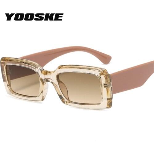 YOOSKE Vintage Rectangle Sunglasses Women Luxury Brand Designer Square Sun Glasse Men INS Popular Style Outdoor UV400 Eyewear