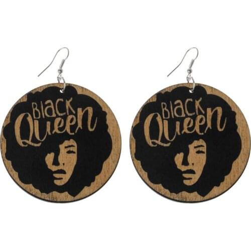 Natural Wood Africa Black Gueen Reggae Earrings Women Exaggerated Bib Jewelry R7RF