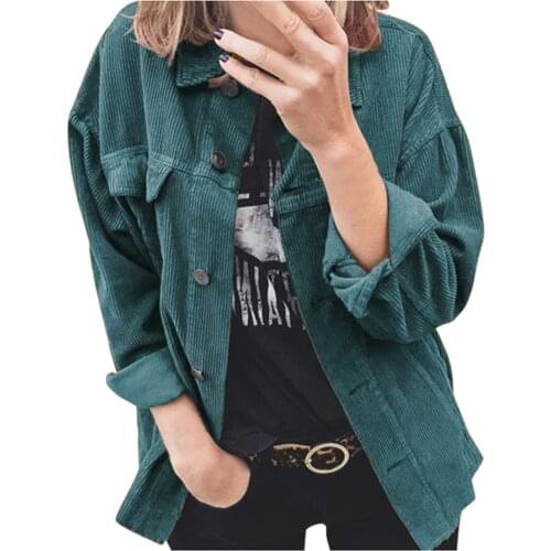Harajuku Corduroy Jackets Women Winter Autumn Coats Plus Size Overcoats Female Big Tops Cute Jackets Solid Clothing streetwear