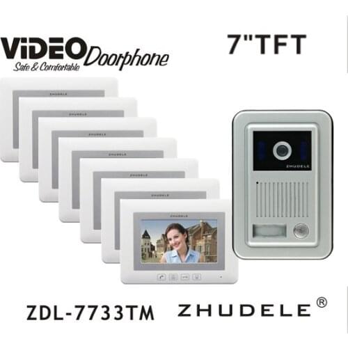 ZHUDELE 7" LCD monitor Speakerphone Home Intercom System Color Video Door Phone doorbell support CCTV Camera,700TVL Camera 1V7