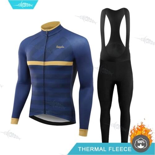Winter Thermal Fleece Set Cycling Clothing Men Jersey Suit Sport Cycling MTB Clothing Bib Pants Warm Sets Ropa Ciclismo