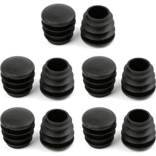 10Pcs Black Plastic Furniture Leg Plug Blanking End Cap Bung For Round Pipe Tube