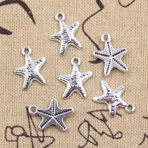 20pcs Charms Starfish Sea Star 18x14mm Antique Silver Color Pendants Making DIY Handmade Tibetan Finding Jewelry