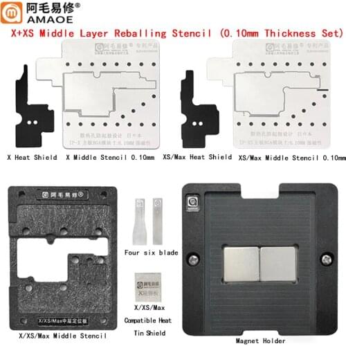 3in1 Middle Layer BGA Reballing Station Full Set for iPhone X/XS/XS MAX Tin Planting with Reballing Stencil