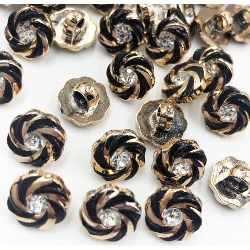 30/50/150PCS 12MM Gold New Plating Buttons With Rhinestones Shank DIY Apparel Sewing Accessories Shirt PT322