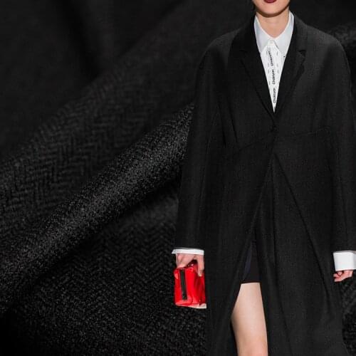 White Waxberry Black Herringbone Worsted Wool Fabrics 100%Wool Materials Autumn Women Suits Jacket Sewing Cloth Freeshipping