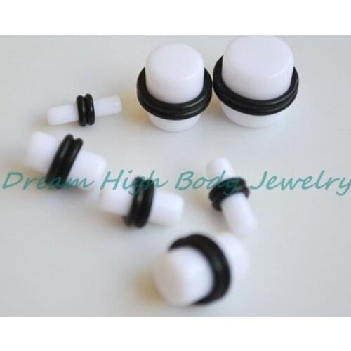 Free Shipping White Ear Plug Flesh Tunnel 3-12mm O ring UV Acrylic Popular Body Piercing Jewelry