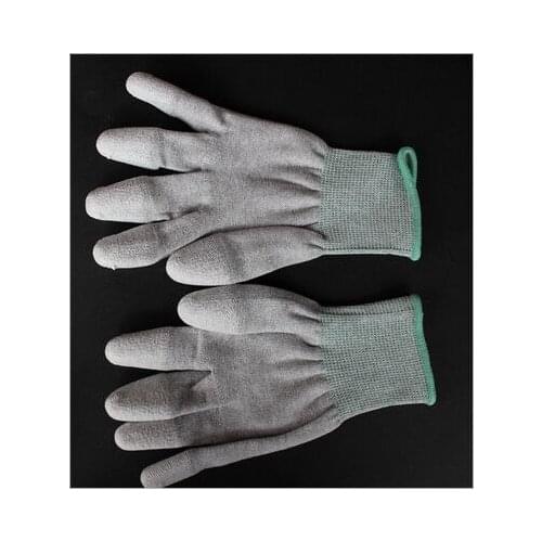Free shipping Hot selling (10Pairs/Lot) S/ M / L ESD Anti static thick Carbon Fiber PU Palm Coating Glove for electronic repair