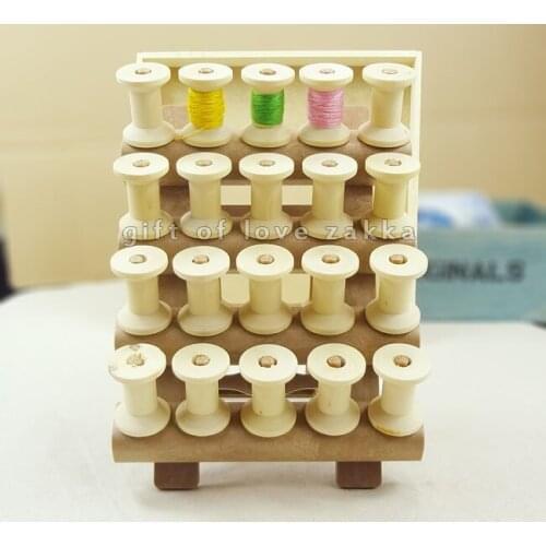 Free shipping good zakka archaize color Wholesale Wooden Bobine Classic style size 3x2.3 cm DIY tool Wooden Spool 40PCS/lot