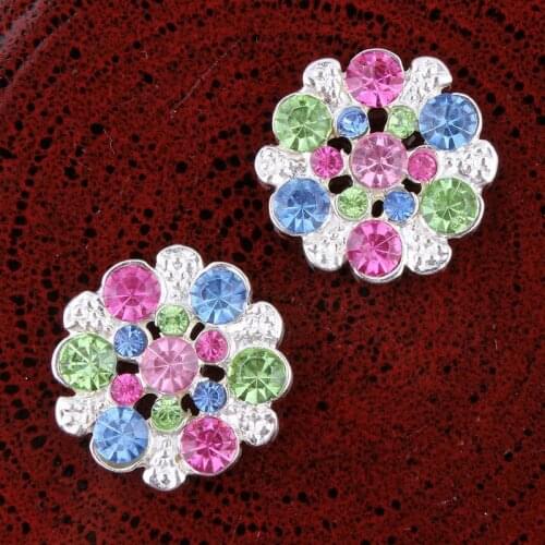 50pcs Sparkly Rhinestone Button For Handmade Accessories colorful Metal Button For Baby Hair Flower