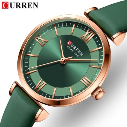 New Charming Ladies Quartz Wristwatches Elegant Leather Strap Women Bracelet Watches CURREN Top Luxury Analog Quartz Clock 9079
