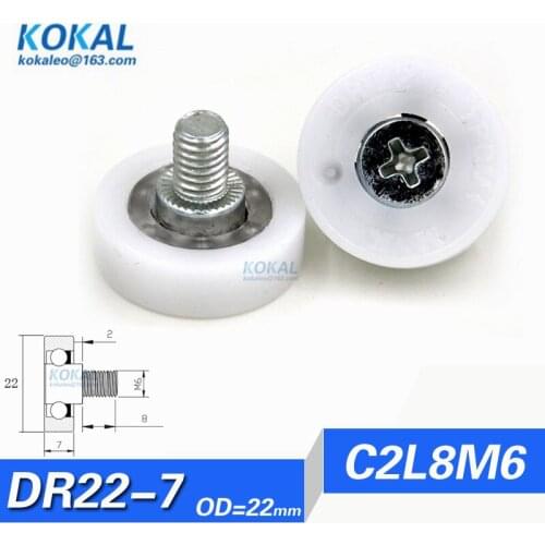 [DR22C2]Free Shipiing low noise DR22 minisize ball bearing roller with M6 screw vending sorting machine sliding pulley DR22