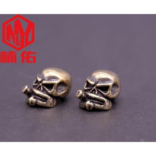 EDC Cigar Skull Paracord Brass Knife Beads Outdoor Multi-Tool Flashlight Handmade Pendant