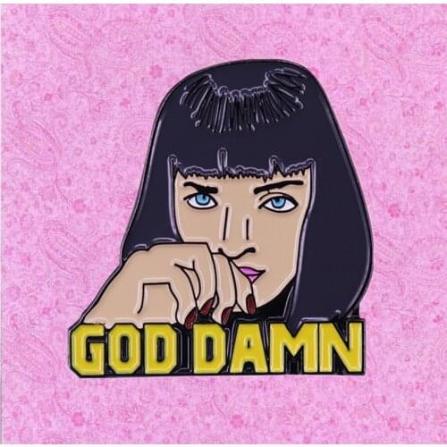 Pulp Fiction written and directed by Quentin Tarantino Uma Thurman Mia Wallace Enamel Pin Cool Girl Punk Brooch Movie Jewelry