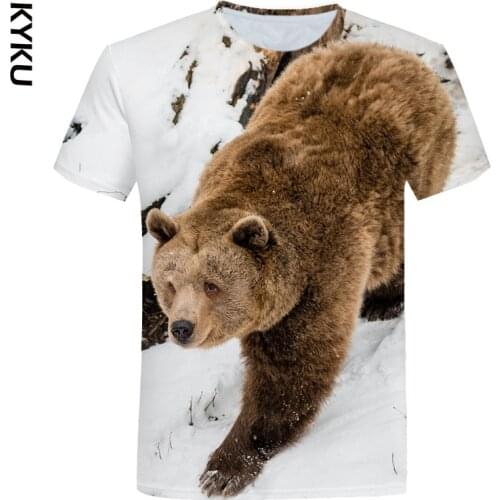 Russian T shirt bear animal Men Tshirt Casual 3d T-shirt Streetwear Mens Clothing 2020 New Summer Casual Short Sleeve