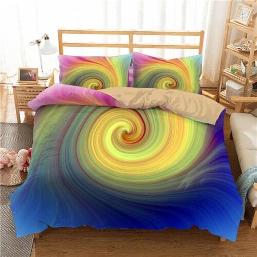 Artistic visual space effect Bedding Rainbow Tie Dyed Duvet Cover Set Comfortable Bedding Sets Queen Home Textiles