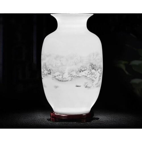 Jingdezhen ceramic vase home decor retro ornaments Flower pot Living room decoration vases modern Cachepot for flowers potted