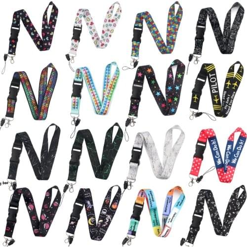 ZF1904 1pcs Creative Buckle Lanyard Space Astronaut Marble Doctor Notes Star Lanyards ID Badge Holder DIY Hang Rope