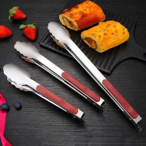Kitchen Tongs Stainless Steel Serving Tongs Barbecue Tongs with Non Slip Grip Bread Serving Tong Food Tongs BBQ Accessories