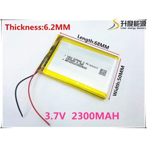 Free shipping Polymer battery 2300 mah 3.7V 625068 smart home MP3 speakers Li-ion battery for dvr,GPS,mp3,mp4,cell phone,speak