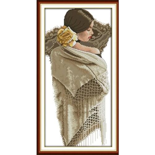 Sari cross stitch kit people 18ct 14ct 11ct count print canvas stitches embroidery DIY handmade needlework