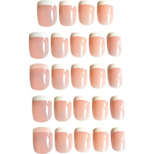 24x Pink ABS UV Gel Plastic False Artificial Nail Tips Full Cover Short Ballerina Fake Nail Art Tips Long Ballet Nail