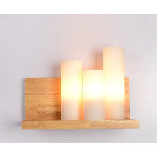 Japanese style wood glass candle sconce wall lamp for cafe bar dining room corridor loft decor bedroom bedside lighting fixture