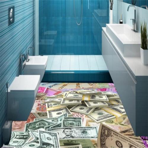 Customize 3d floor stickers coin 3d floor self-adhesive waterproof non-slip wear plastic flooring