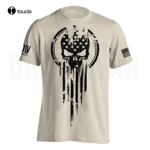 New American Warrior Flag Skull Military MenS T-Shirt Tee Shirt S-5Xl