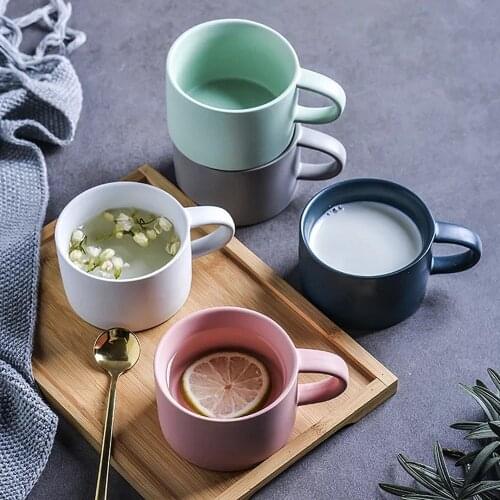 Novelty Ceramic Milk Cup Coffee Mug Creative Tea Cup Home Office Drinkware Macaroon Colors Mugs 180ml