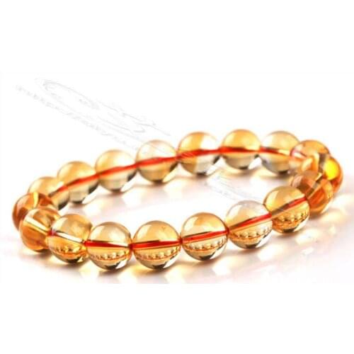 Newly Natural Yellow Citrine Gemstone Crystal 11-12mm Round Beads Women Bracelet Wealthy Stone Best Birthday Gift AAAAA