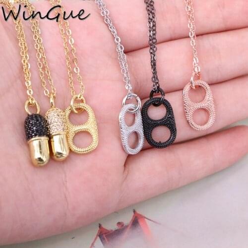 Charm Pill / Soda Cap Pendant Chain Necklace For Women Gold-color Bijoux Femme Female Fashion Jewelry