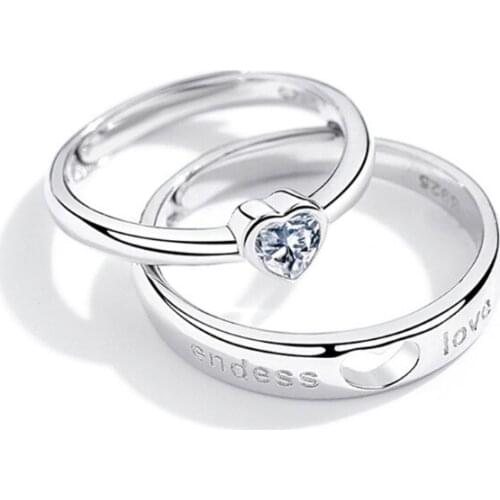 CPDD 1 Pair Love Heart-shaped Couple Rings Women Men Engagement Wedding Bands Jewelry